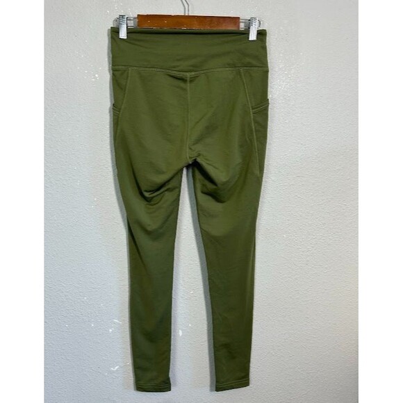 Woolx Women's S Merino Wool Blend Pocket Leggings Green High Rise - Picture 3 of 6